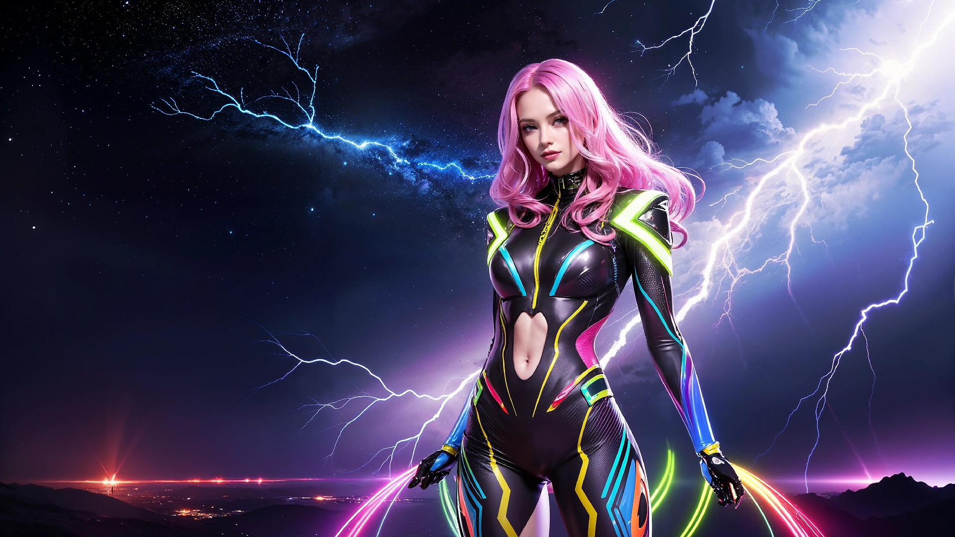 Charming Girl in an Alien Thunderstorm World