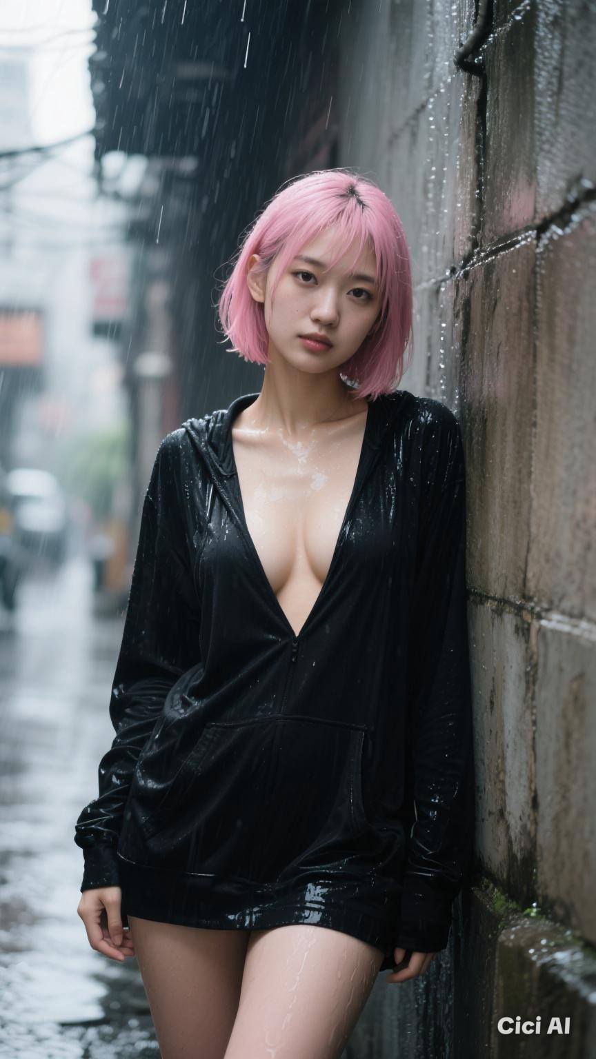 Short pink haired girl