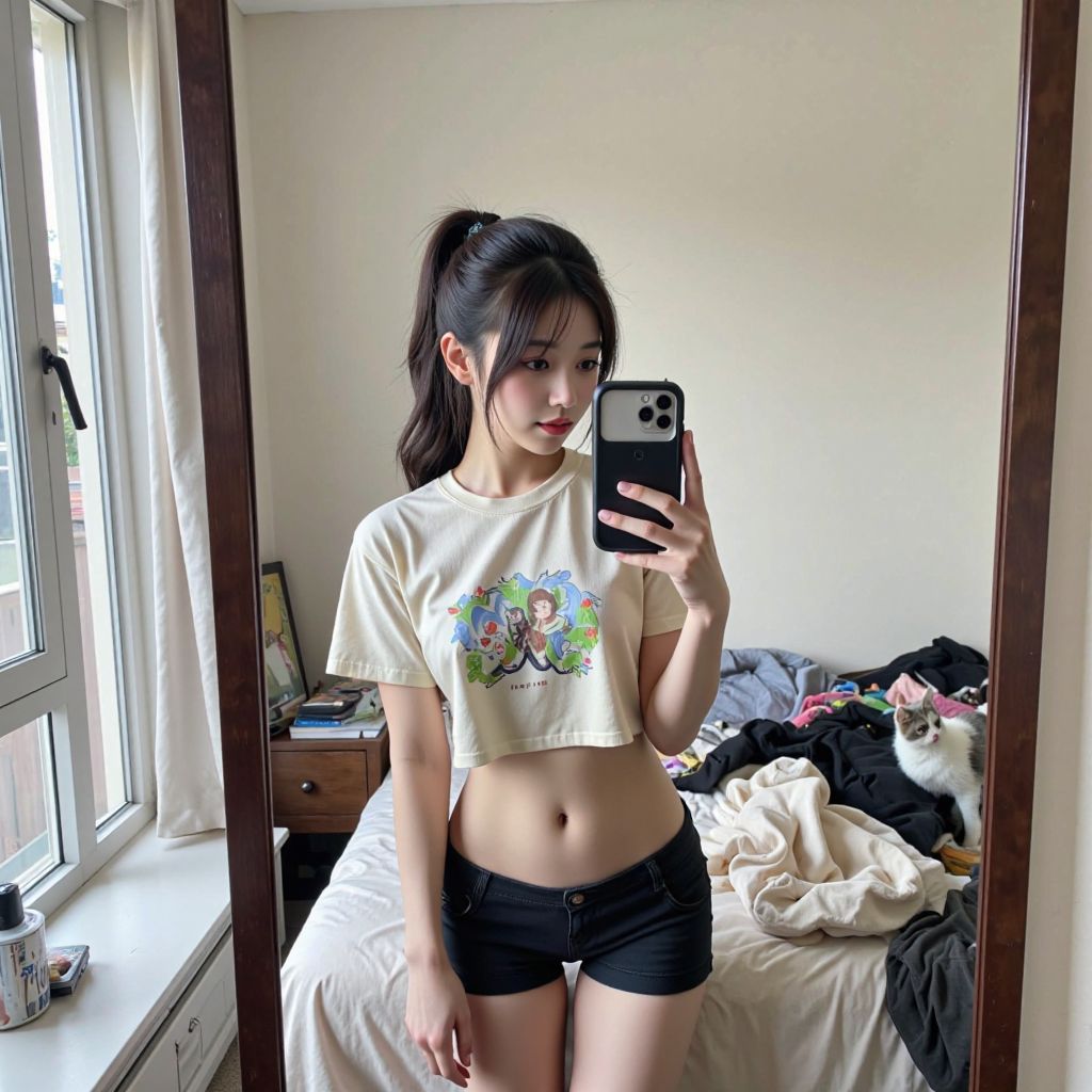 Girl takes selfie in her room