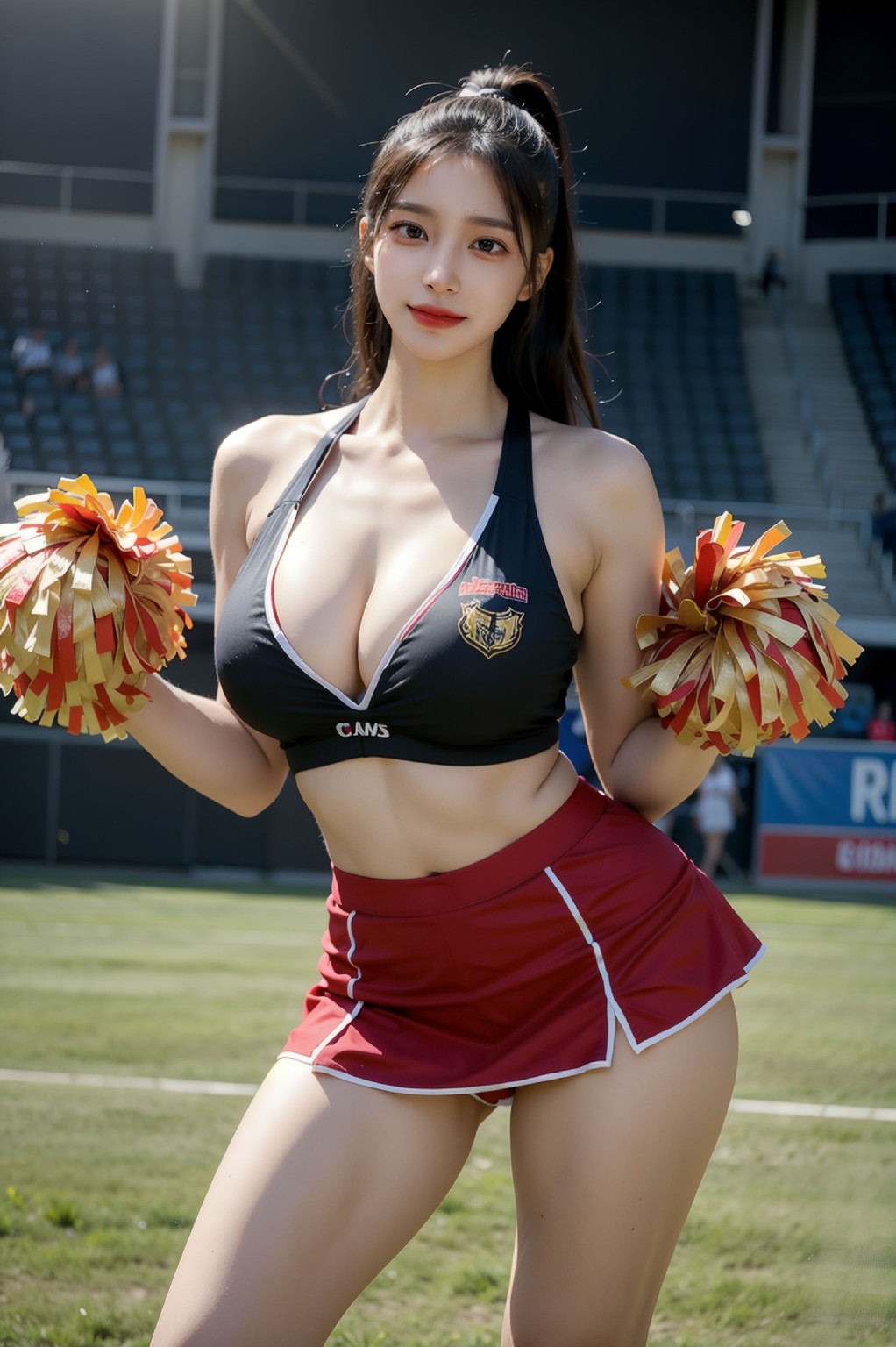 Cheerleader's cleavage