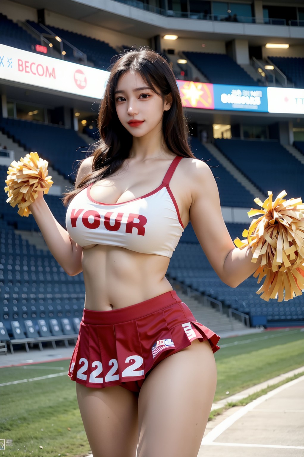 Cheerleader's cleavage