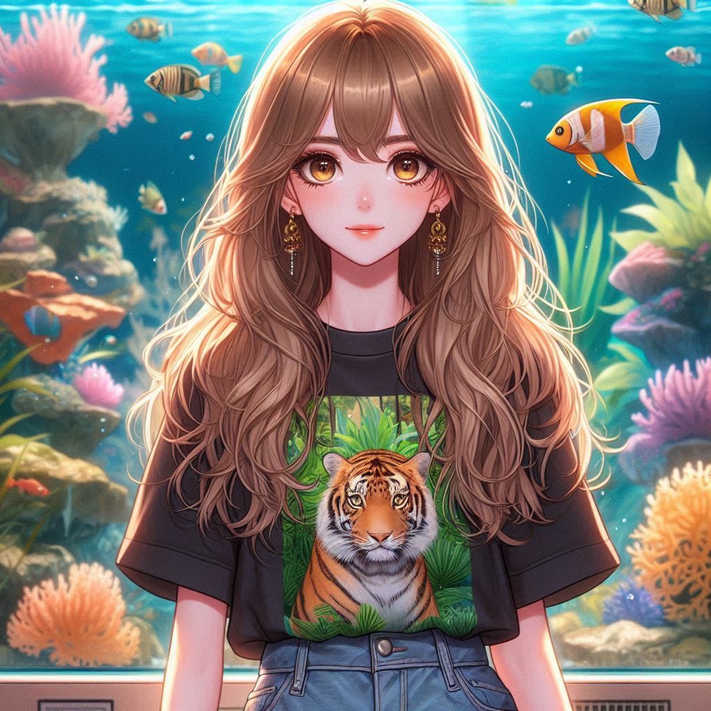 水族館前的少女