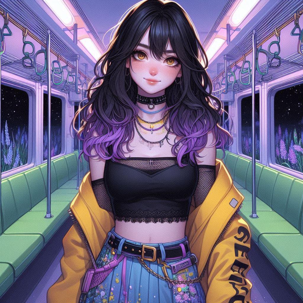 站在長滿花草的車廂