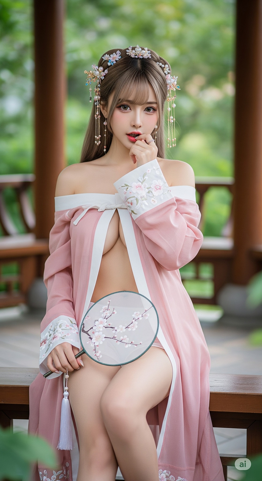 極淺粉紅色古風漢服