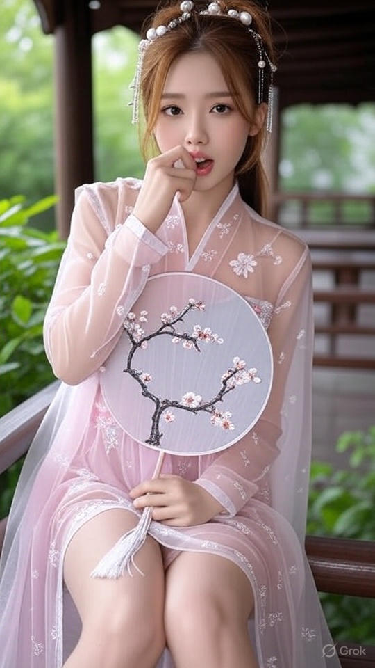 極淺粉紅色古風漢服