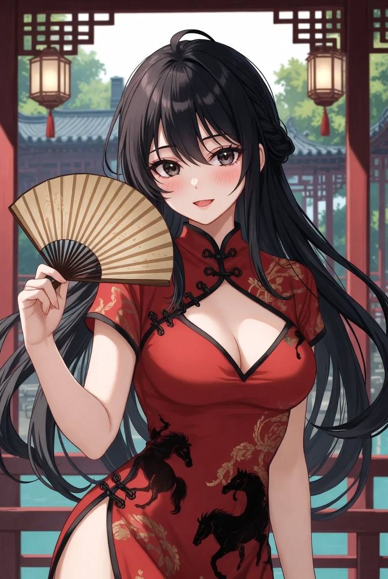 Sister Fire Red Cheongsam Celebrating the Year of the Horse