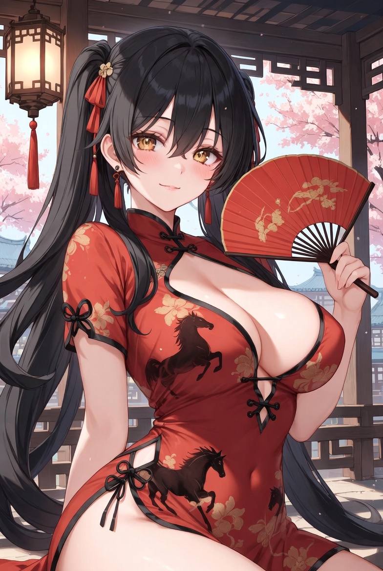 Sister Fire Red Cheongsam Celebrating the Year of the Horse