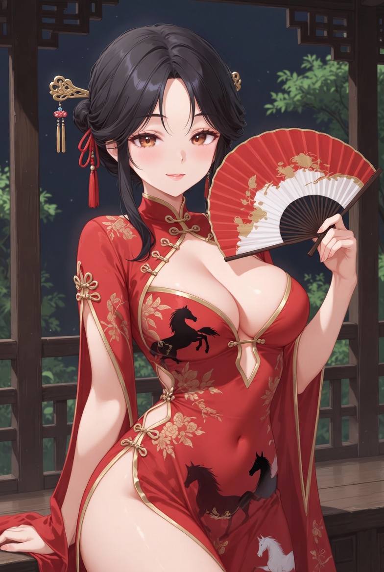 Sister Fire Red Cheongsam Celebrating the Year of the Horse