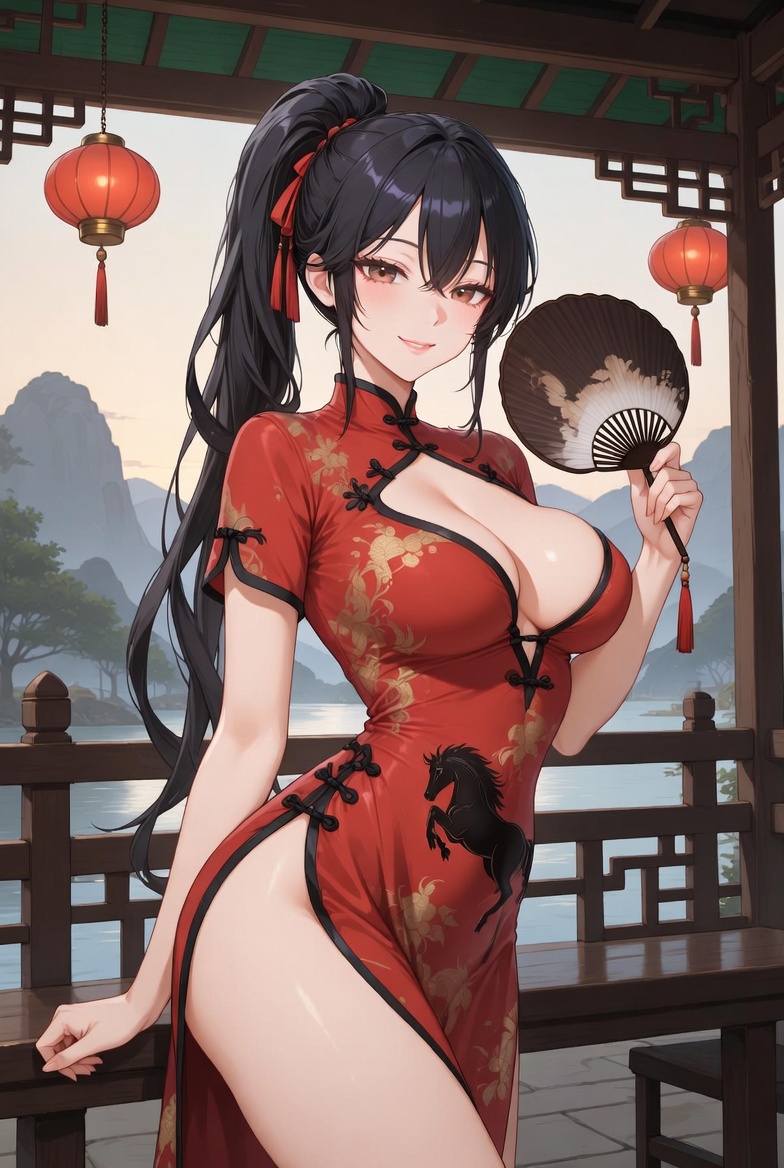 Sister Fire Red Cheongsam Celebrating the Year of the Horse