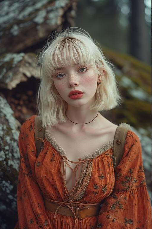 Girl wandering in the woods