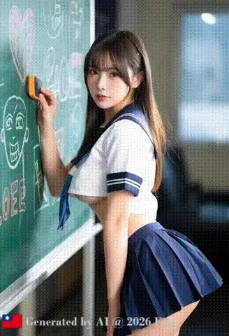 Adult High School Student # 7 Wiping a Blackboard Why Panties, Bare Farts