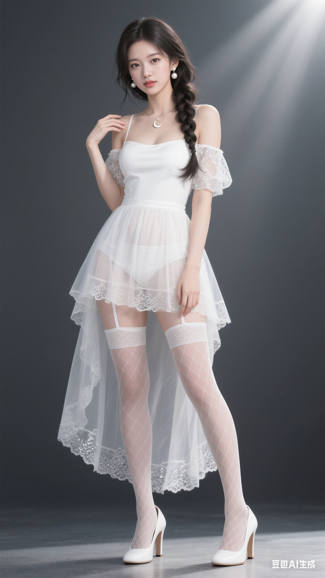 White off shoulder multilayer gauze