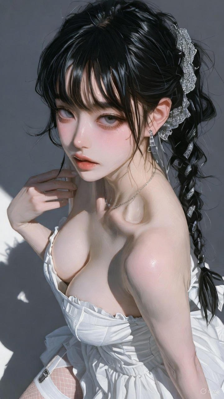 White off shoulder multilayer gauze