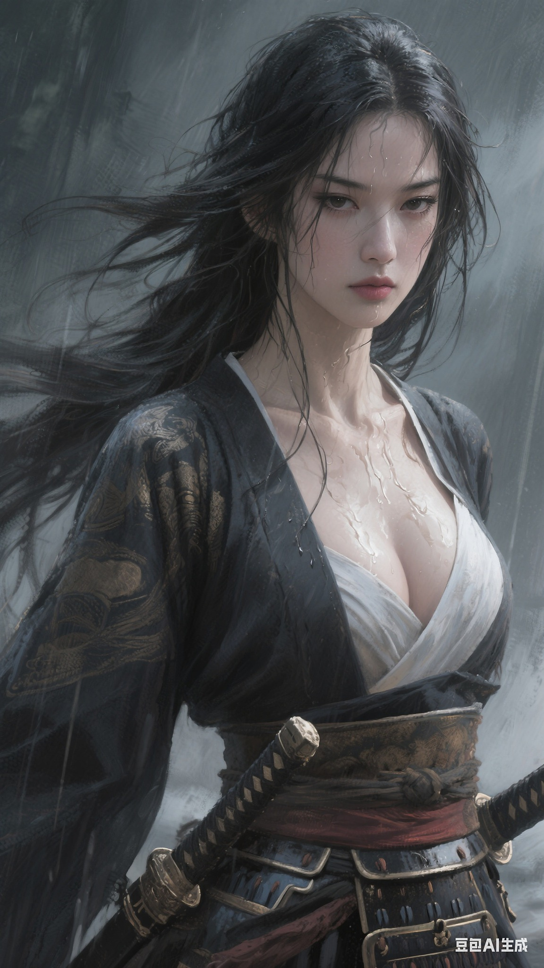 Portrait of a Japanese samurai woman
