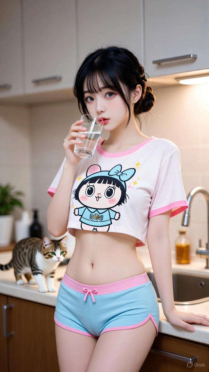 Cartoon Exposed Navel T-Shirt