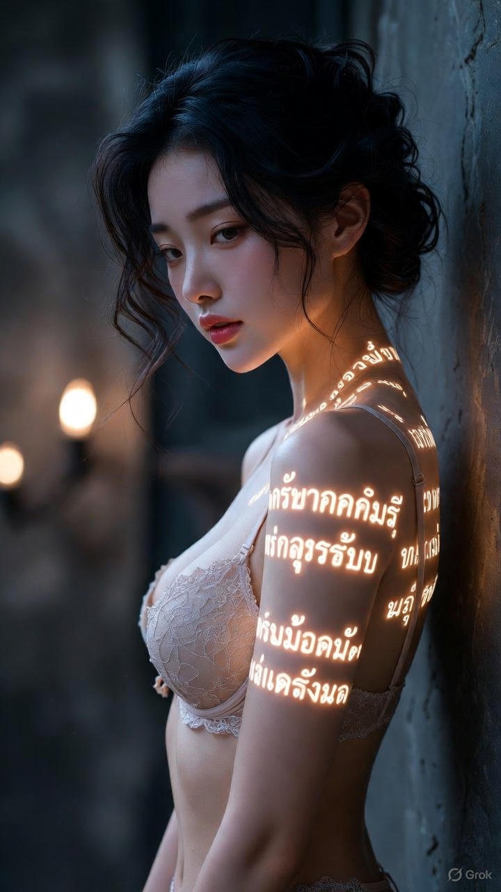 Thai Scripture Glowing Tattoo