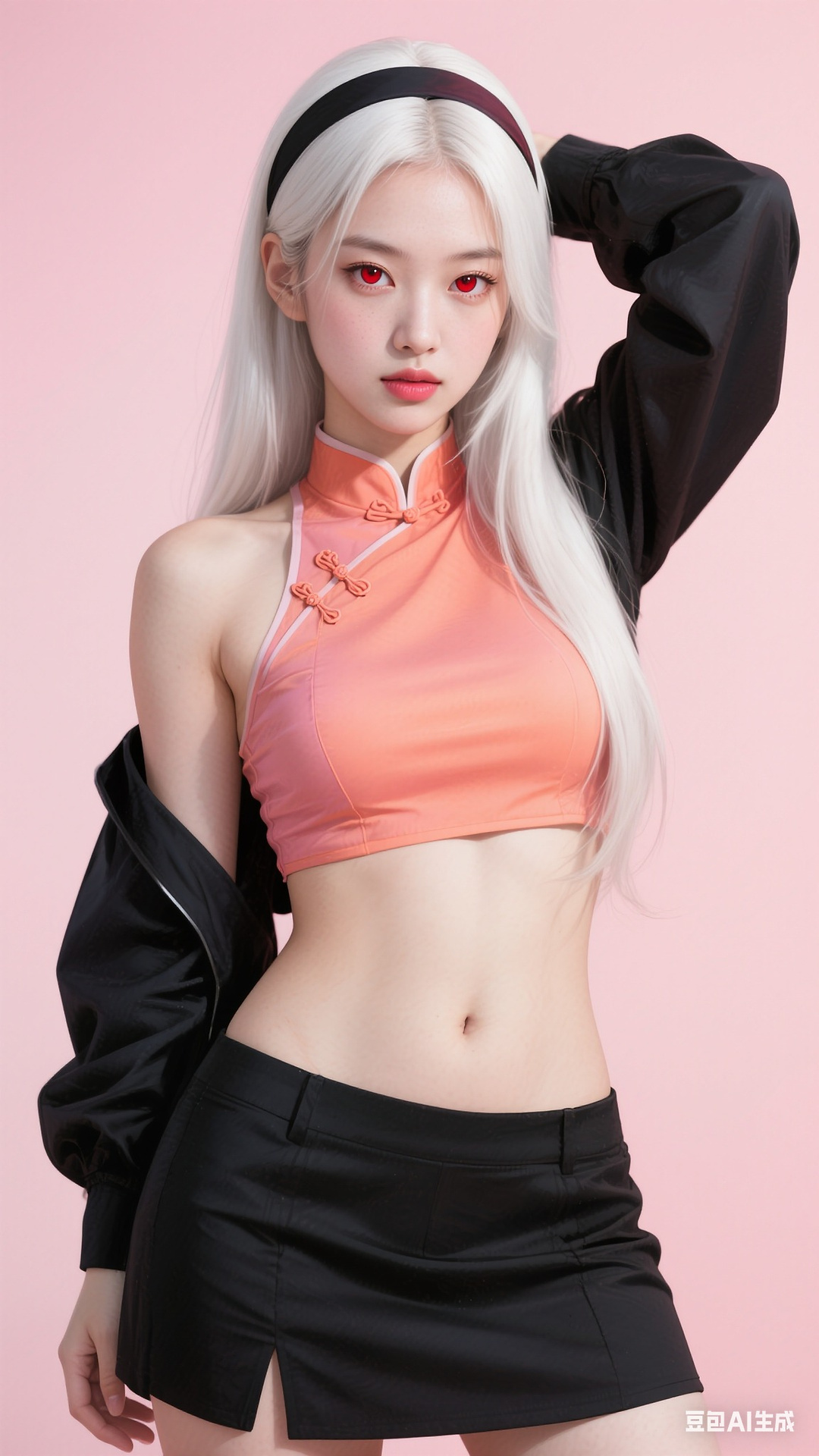 Chinese style open navel top