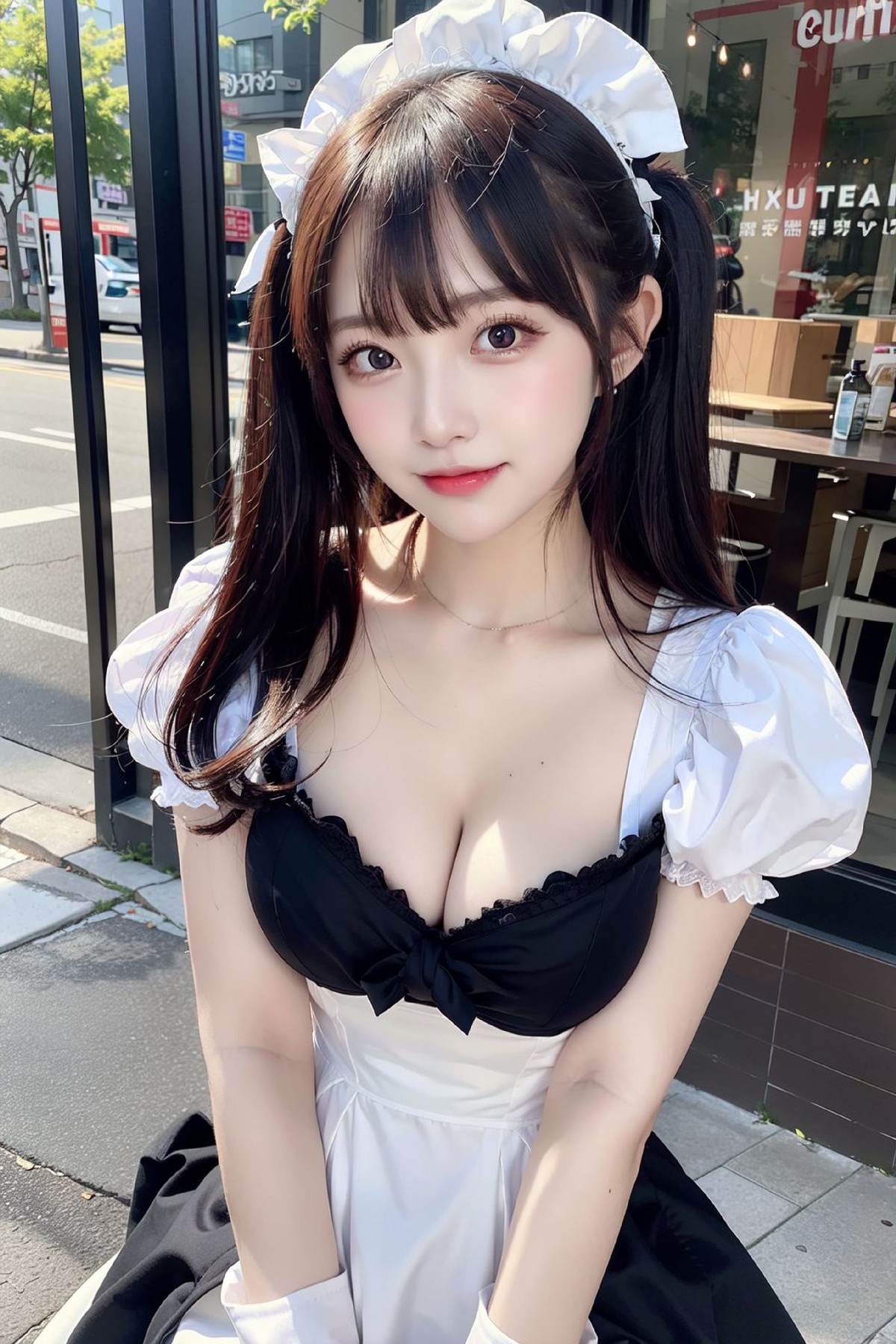 Maid double ponytail kawaii