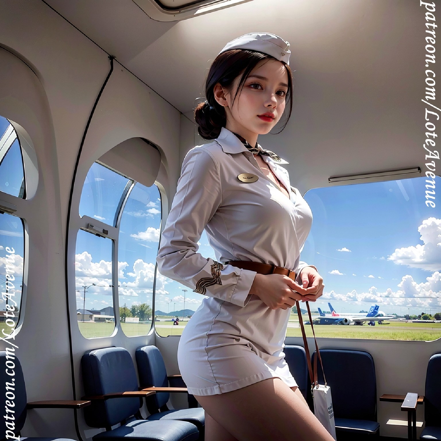 (Event) Ash. Cute and sexy little boobs stewardess