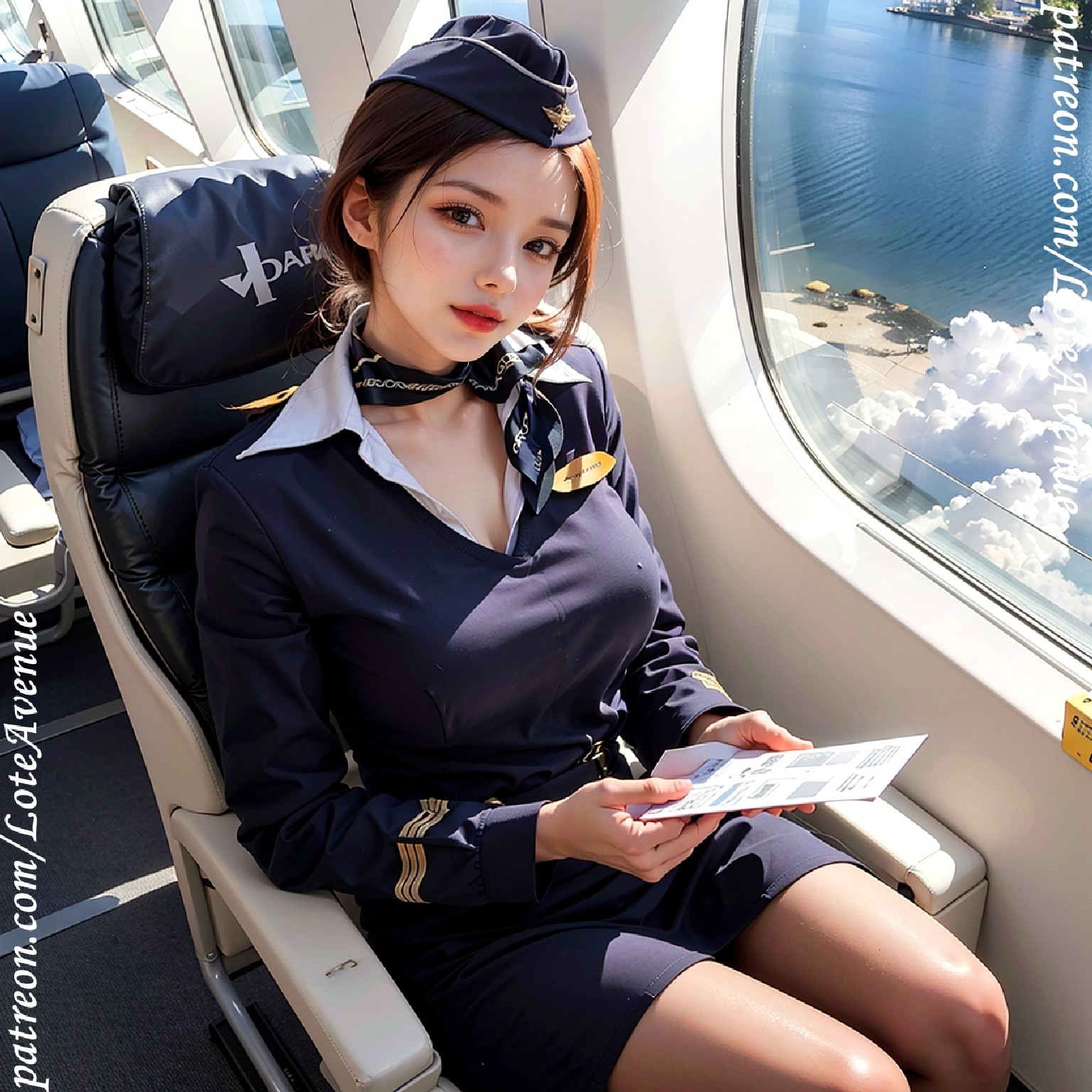 (Event) Ash. Cute and sexy little boobs stewardess