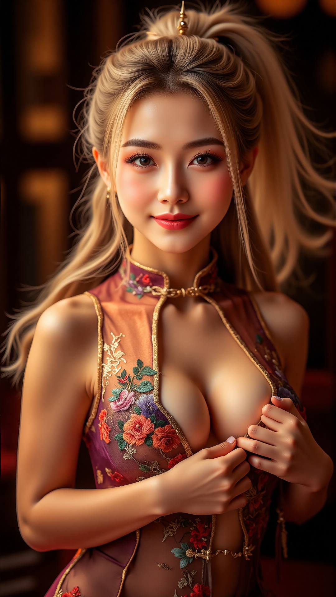 Embroidered cheongsam