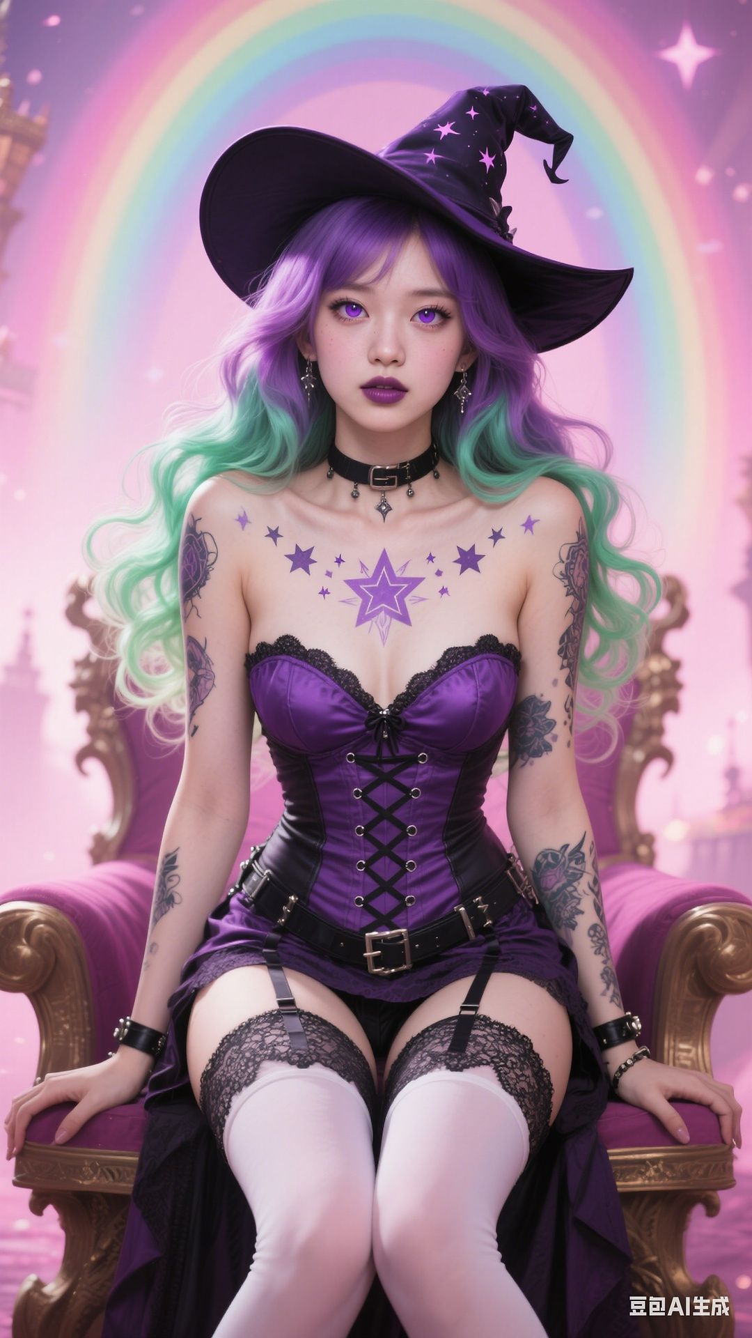 Goth Punk Rainbow Witch