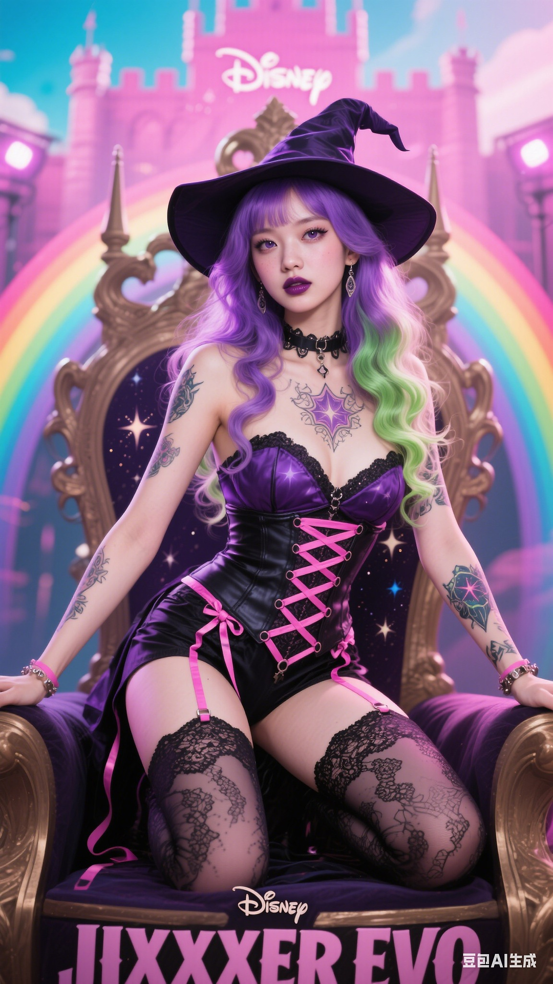 Goth Punk Rainbow Witch