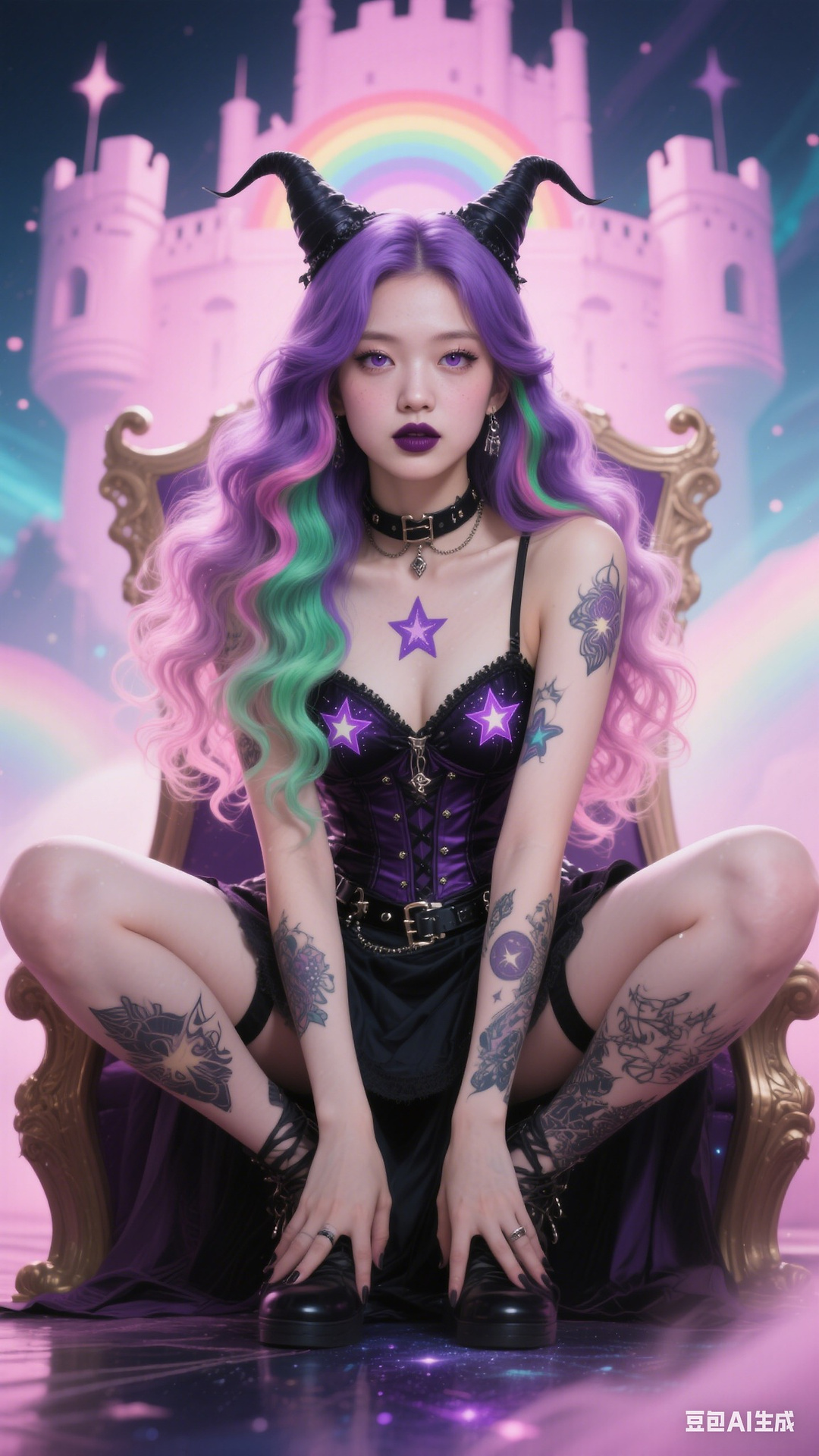 Goth Punk Rainbow Witch