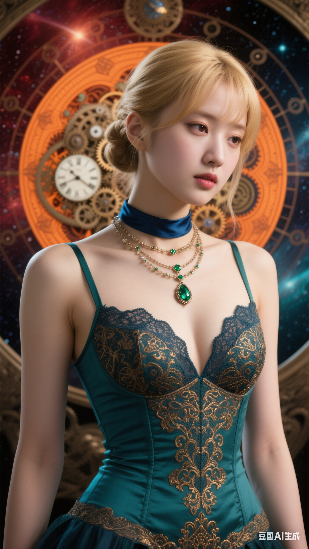 Turquoise lace corset