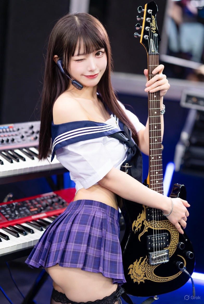 Girl playing a musical instrument