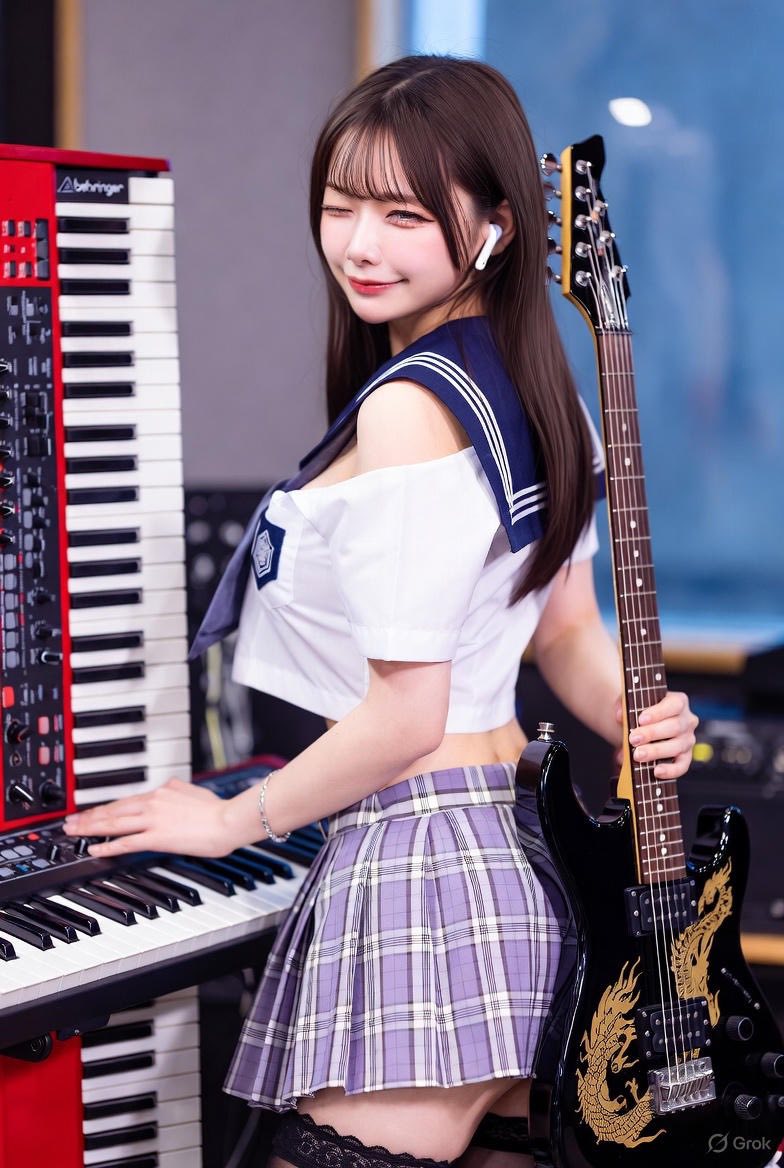 Girl playing a musical instrument