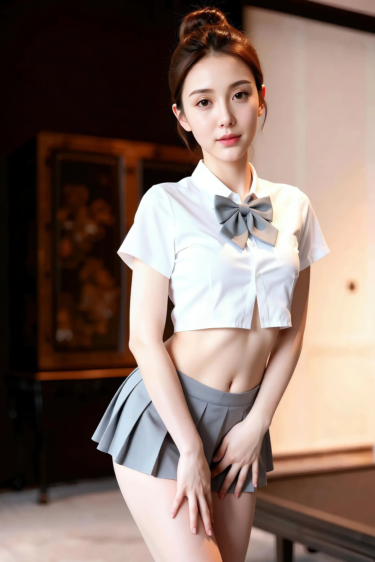 A lemon lemon – grey pleated skirt – Koleksi Gambar AI