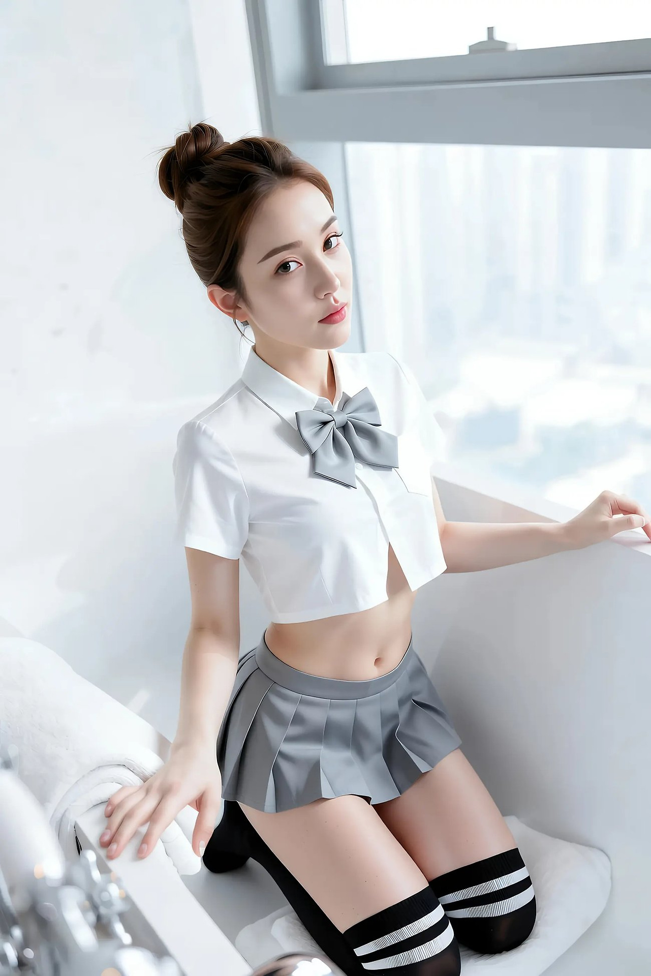 A lemon lemon - grey pleated skirt