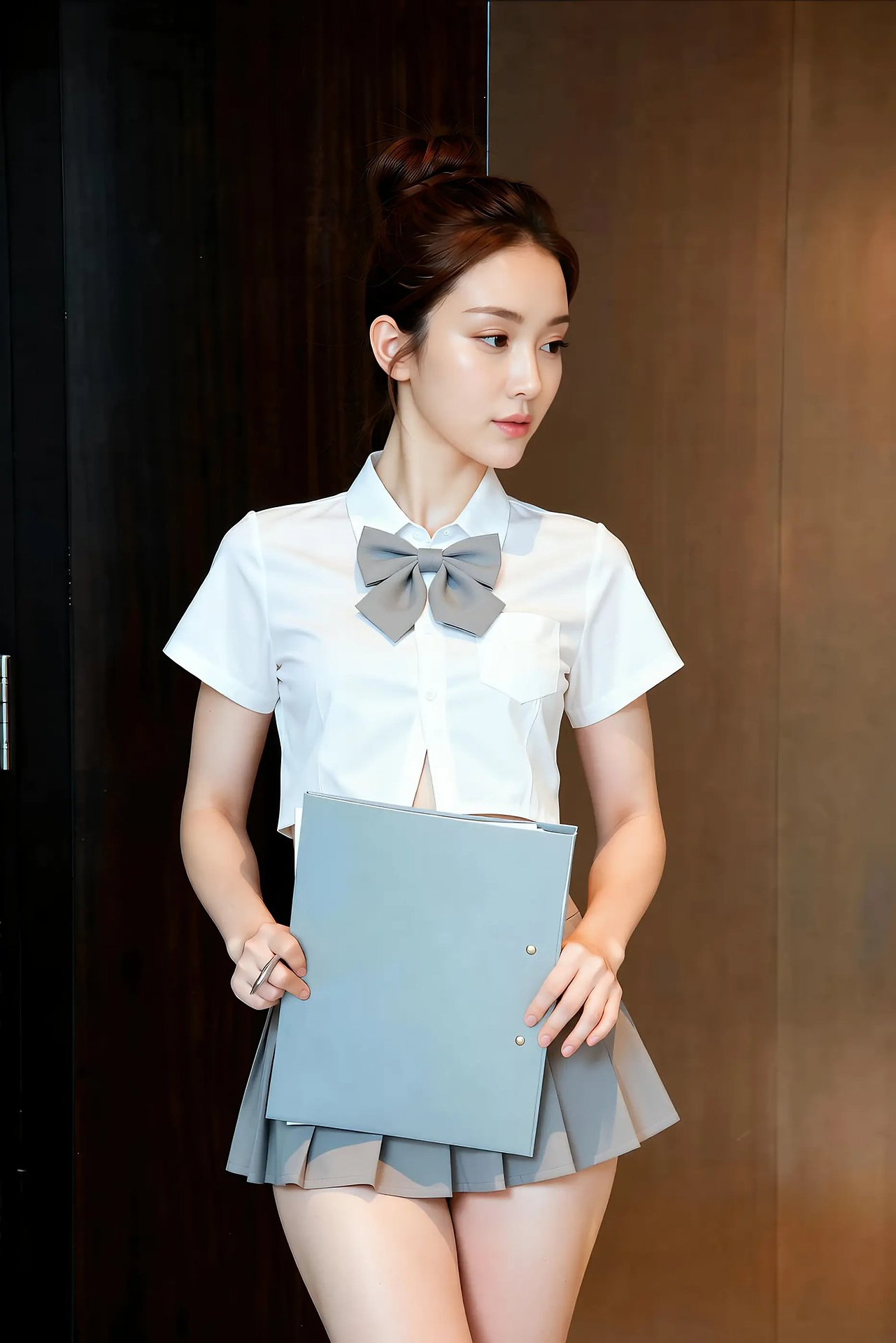 A lemon lemon - grey pleated skirt