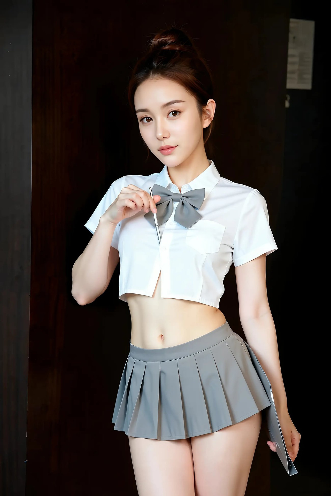 A lemon lemon - grey pleated skirt