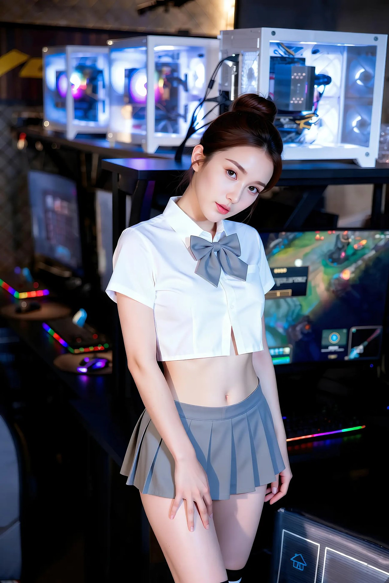 A lemon lemon - grey pleated skirt