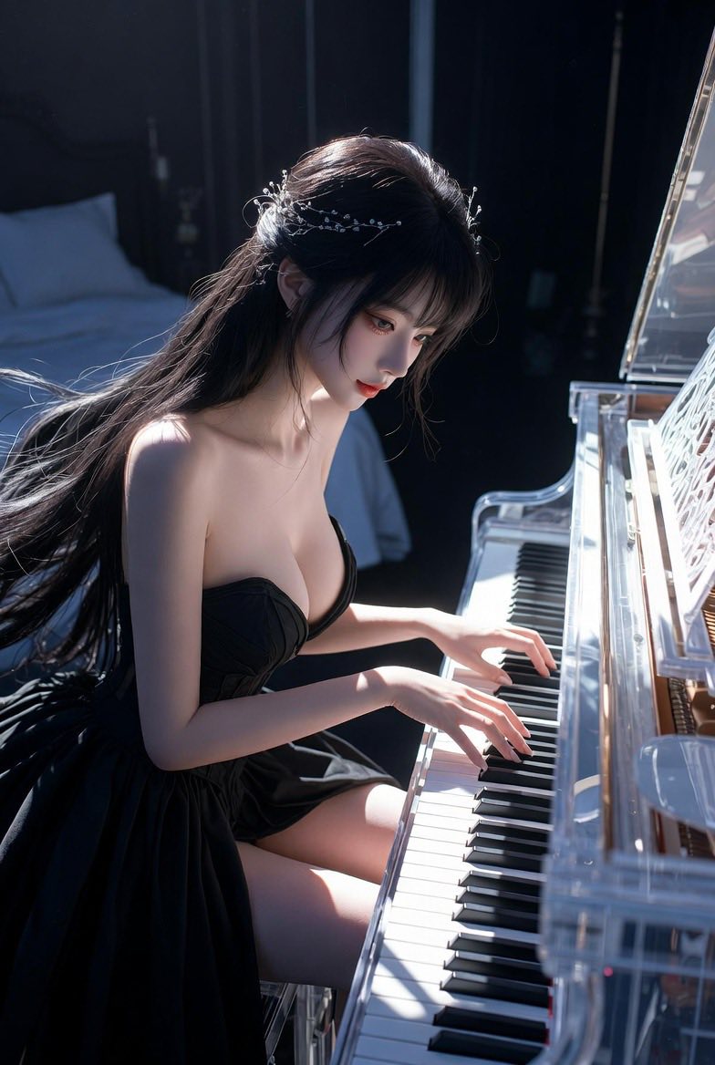 Sister practicing the piano
