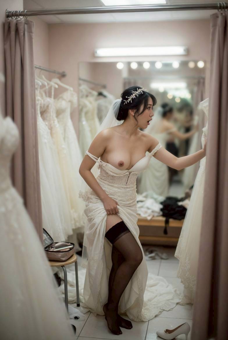 Trying on a wedding dress is always particularly stressful