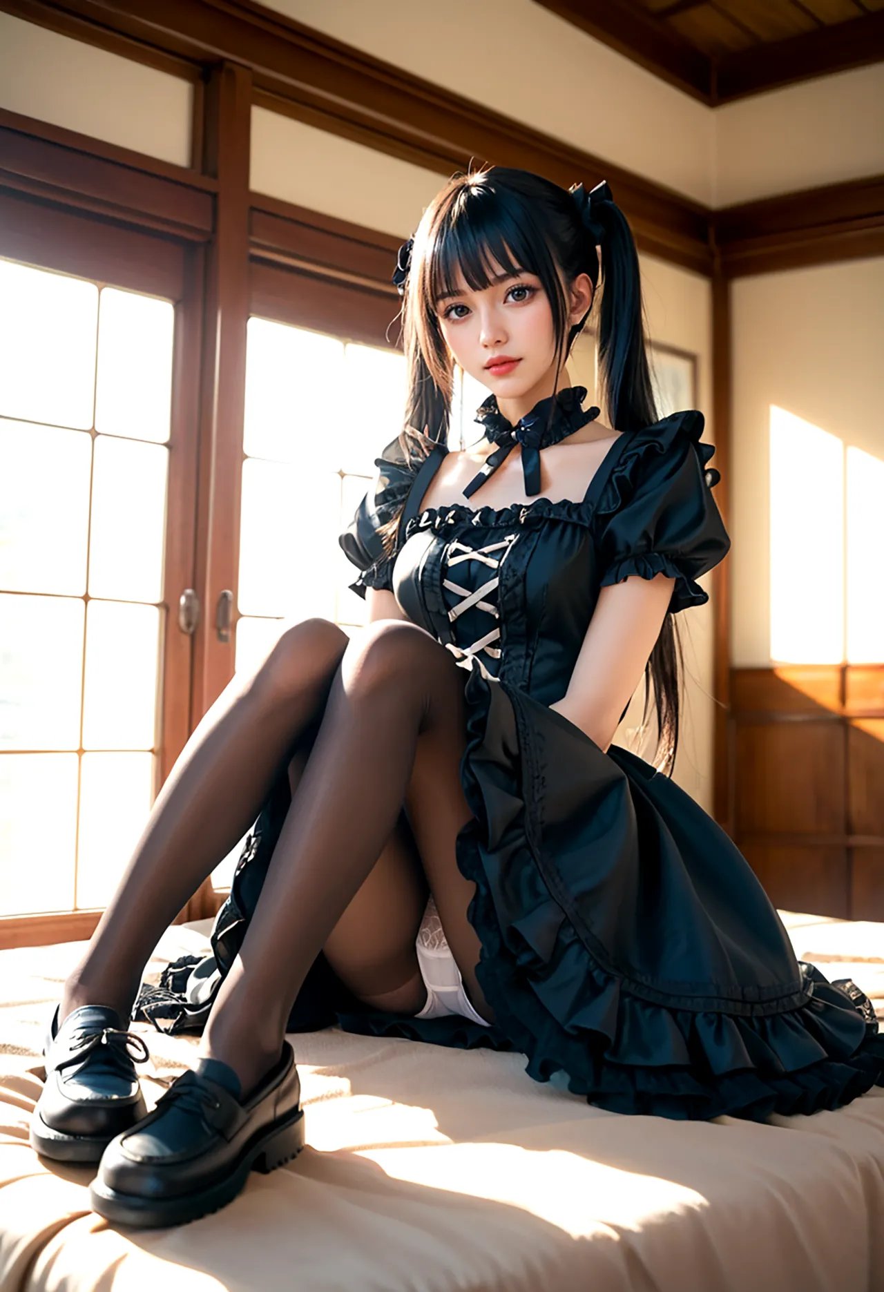 Twin-tail goth loli teenage girl and dressmaker insertion etch - Part 1